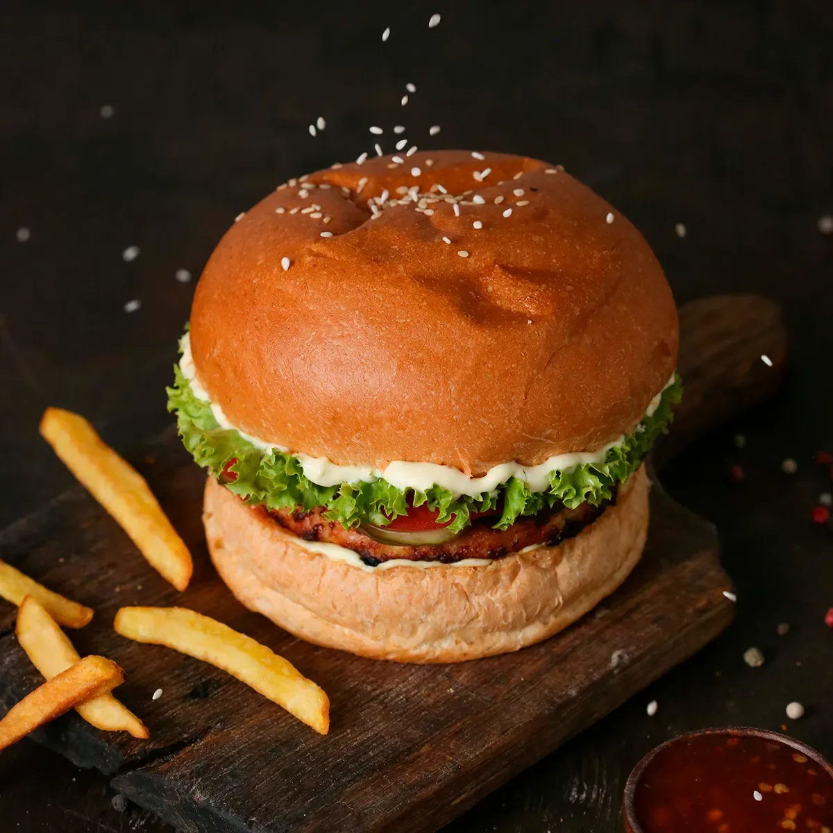 Բուրգեր դասական  հավի կոտլետով