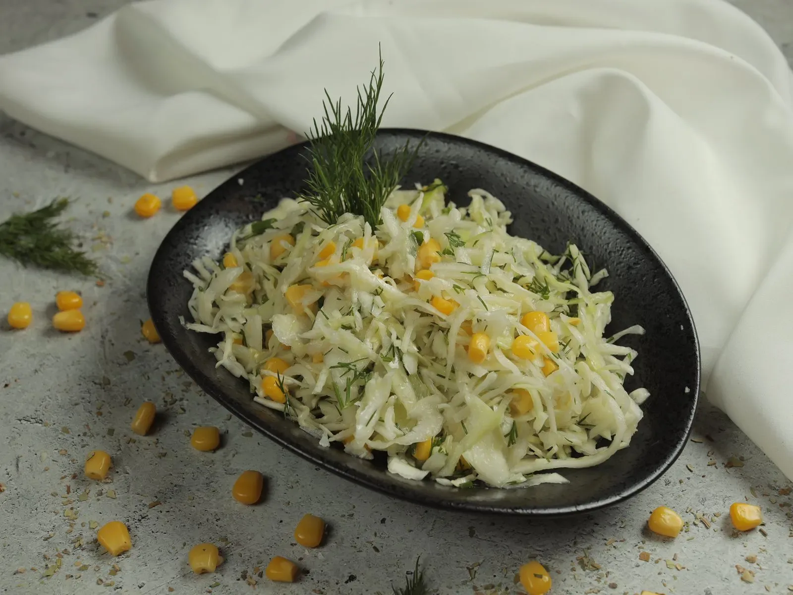 Աղցան կաղամբով, եգիպտացորենով